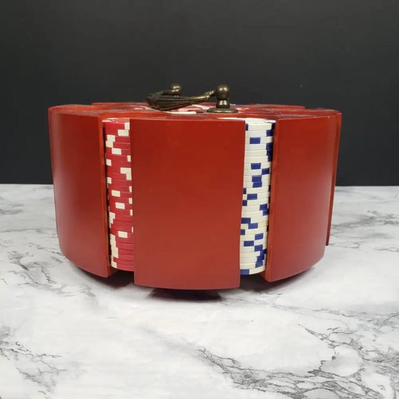 Poker Chip Carousel 200 Chip Set Vintage - Picture 5 of 6